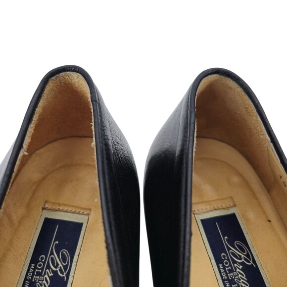 Vintage Bragano Cole Haan Men 10 Italy Black Calfskin Leather Dress Shoe Loafers - Picture 10 of 11